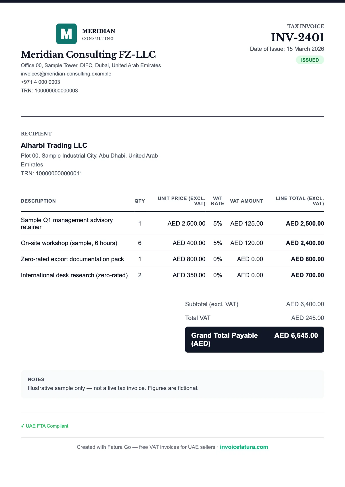 Classic: Full tax invoice, English
