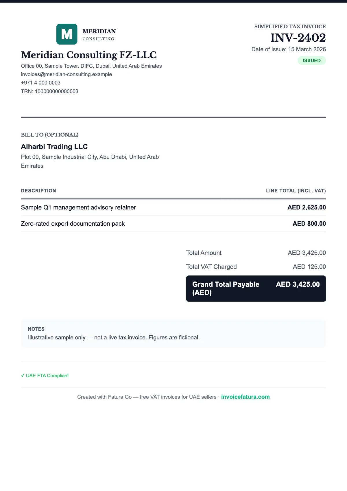 Classic: Simplified invoice, English