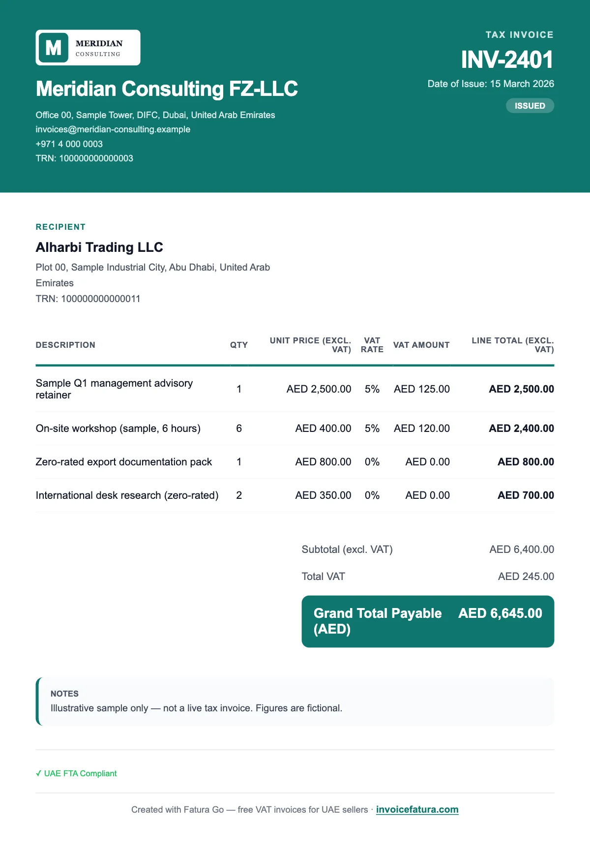 Colour band: Full tax invoice, English