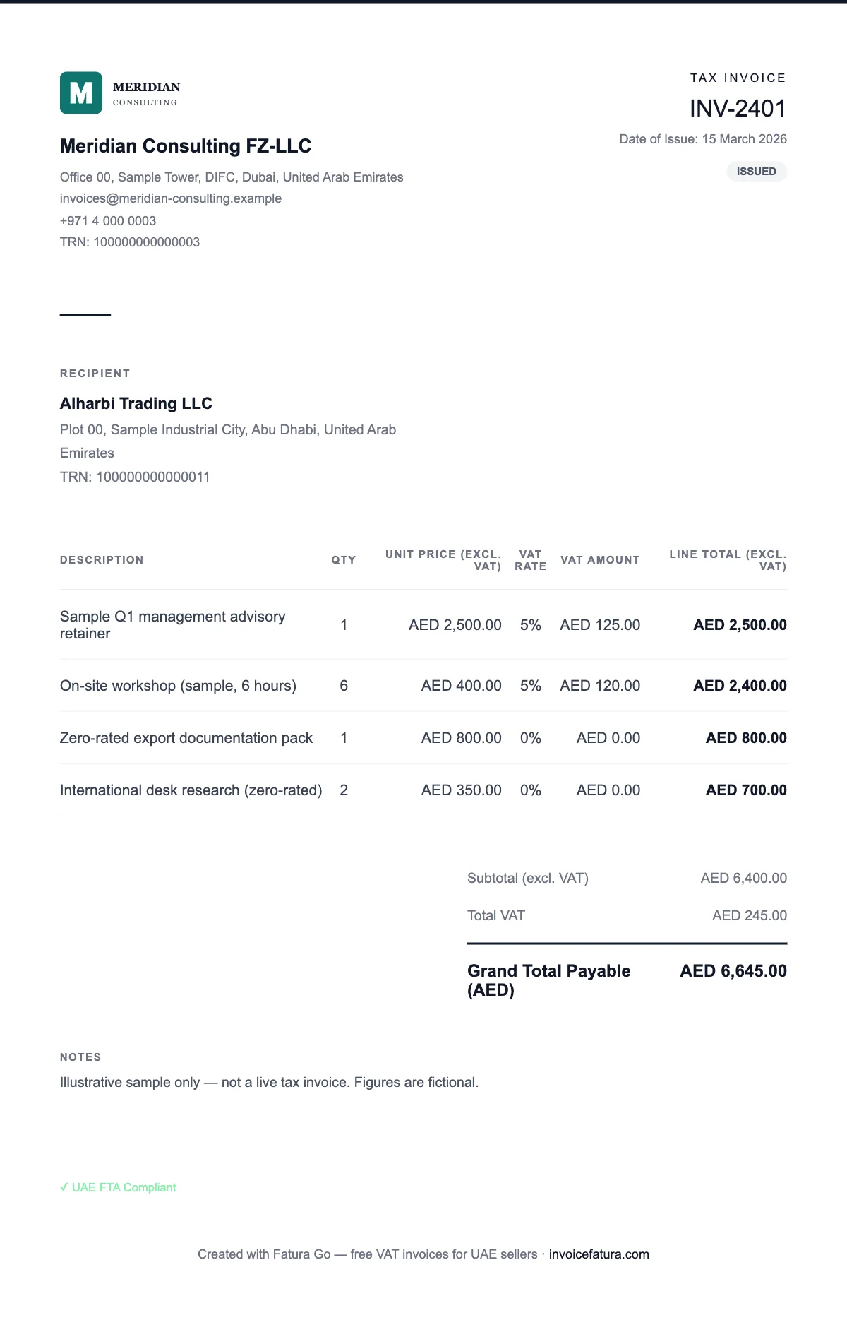 Minimal: Full tax invoice, English