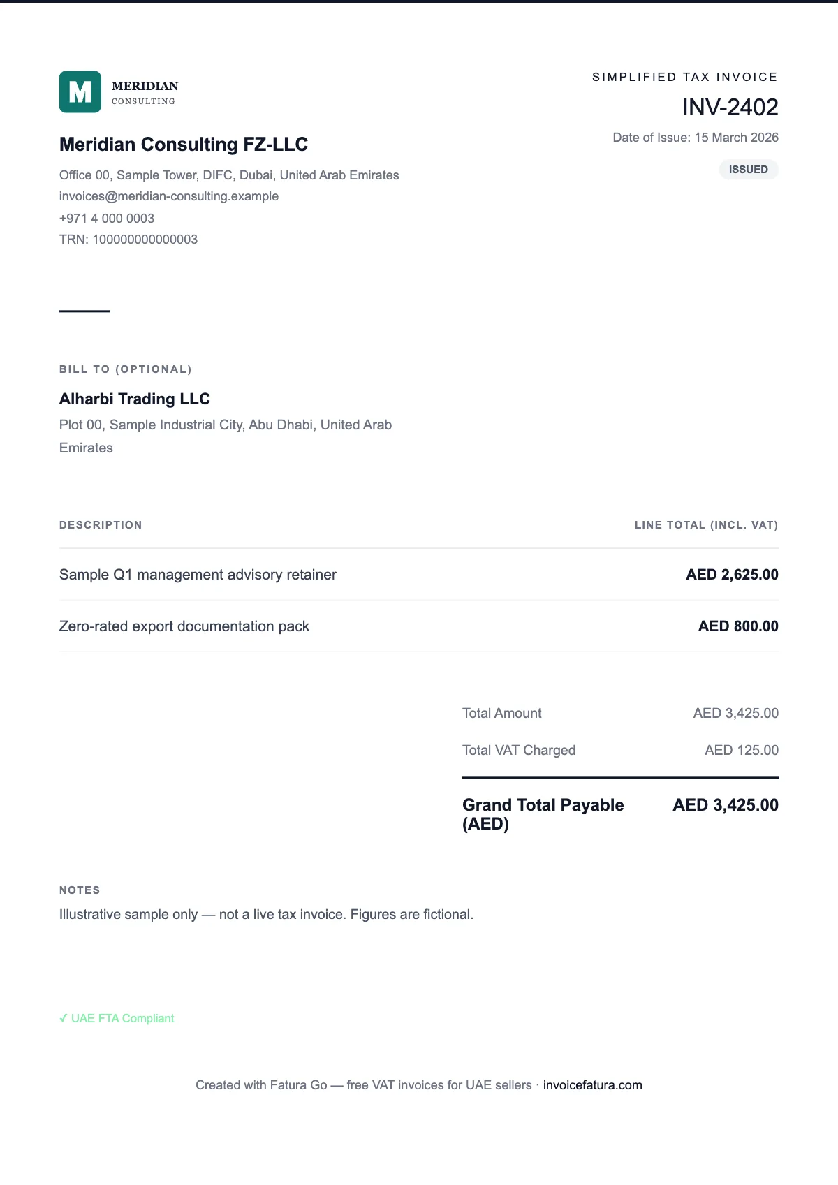Minimal: Simplified invoice, English