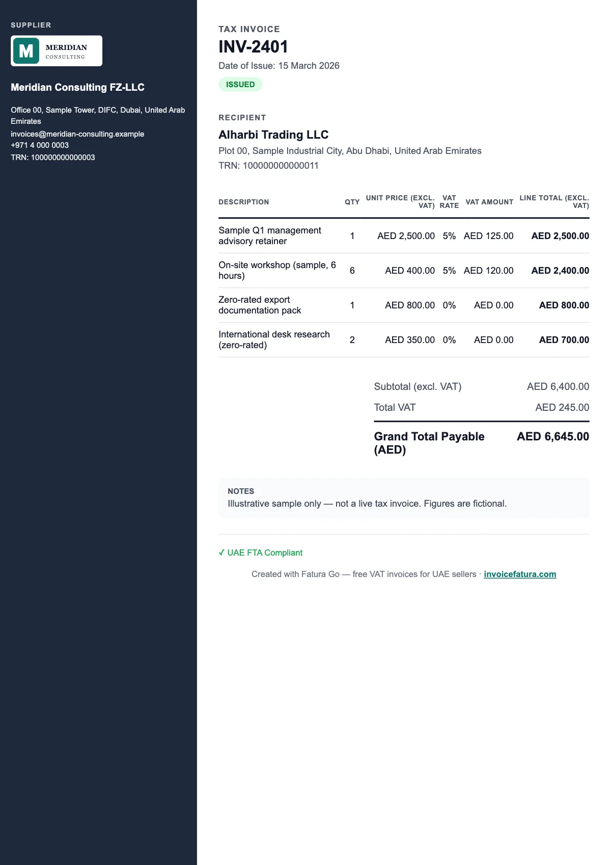 Sidebar: Full tax invoice, English